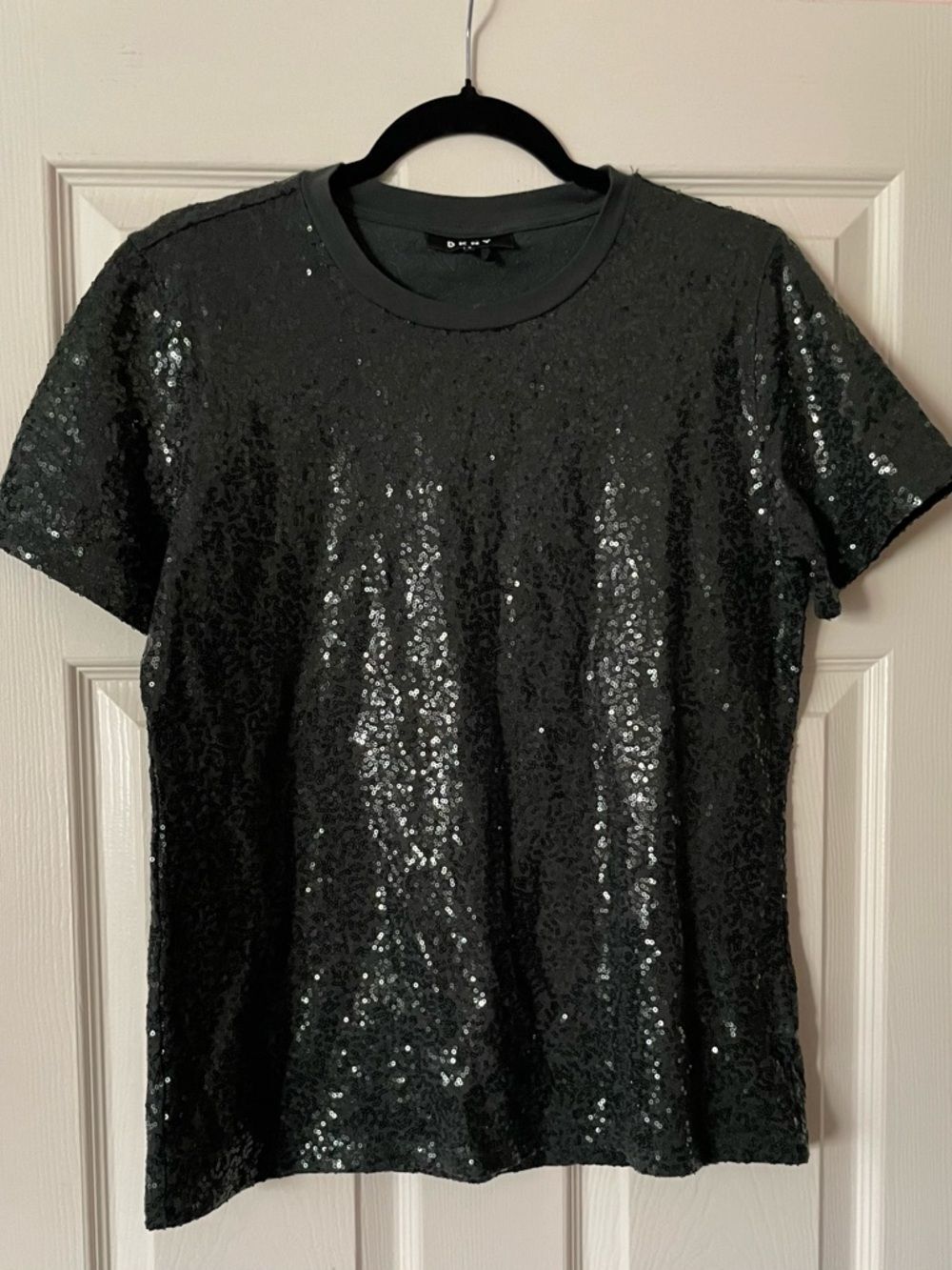 DKNY Dark Green Sequin Top
